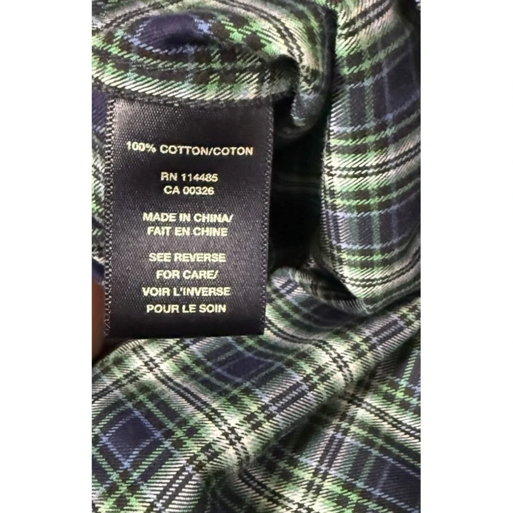 Lincs DC & Co Men's XL 100% Cotton Plaid Shirt Blue Button Up Work Formal